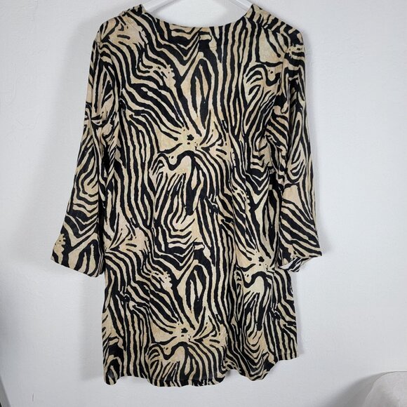Soft Surroundings Womens Zebra Print Jacket Kimono Large Black One-Button New - Picture 2 of 9
